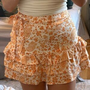 Orange Floral Ruffle Skirt Forever 21